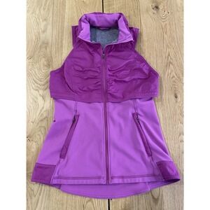 Lululemon Kanto Catch Me Vest Pink Violet Size 6 Hooded Zip Run Yoga Women's